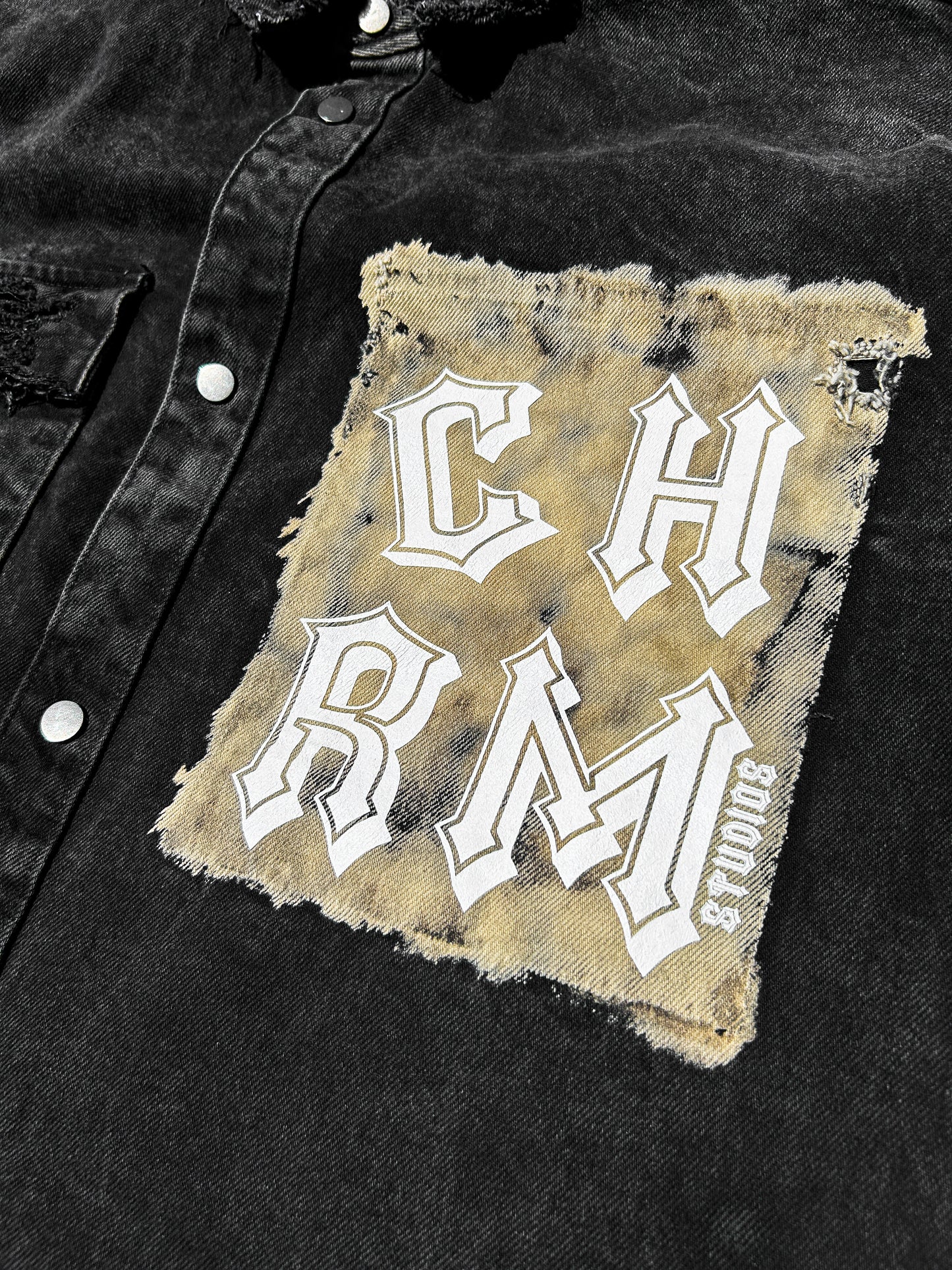Black Raw Edge Button Up
