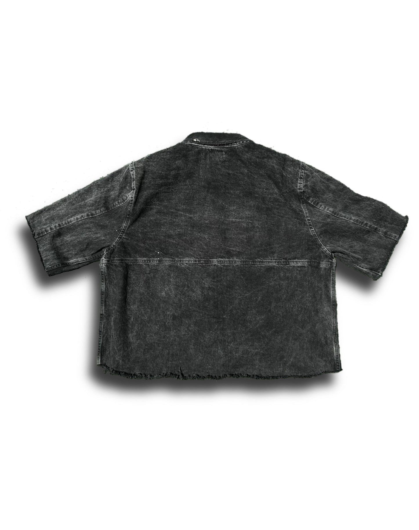 Black Raw Edge Button Up