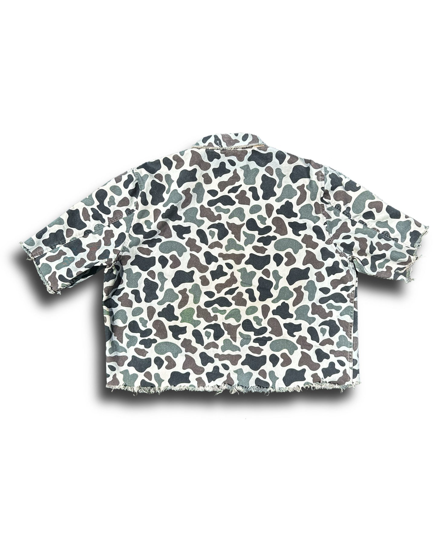 Camo Raw Edge Button Up