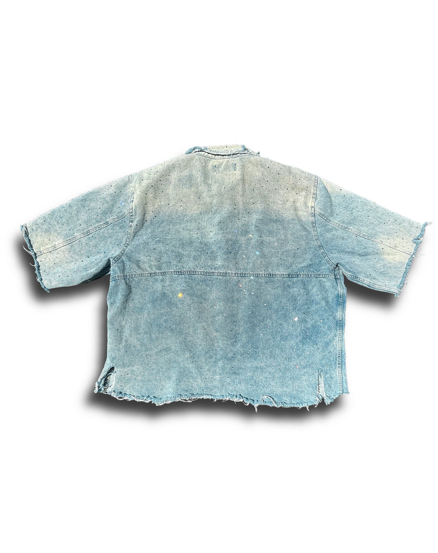 Blue Raw Edge Button Up